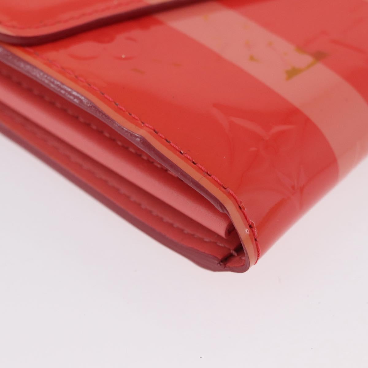 LOUIS VUITTON Vernis Rayure Portefeiulle Sarah Poppy Petal M58038 Auth BSZ682