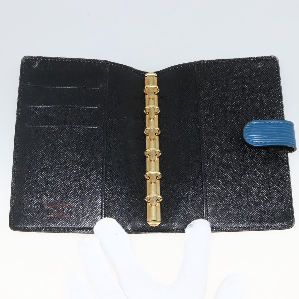 LOUIS VUITTON Epi Agenda PM Day Planner Cover Blue R20055 LV Auth BSZ683