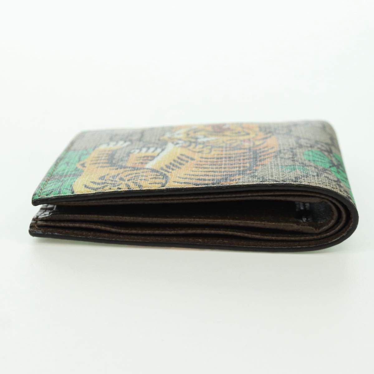 GUCCI GG Supreme Compact Wallet PVC Beige Auth BSZ684M