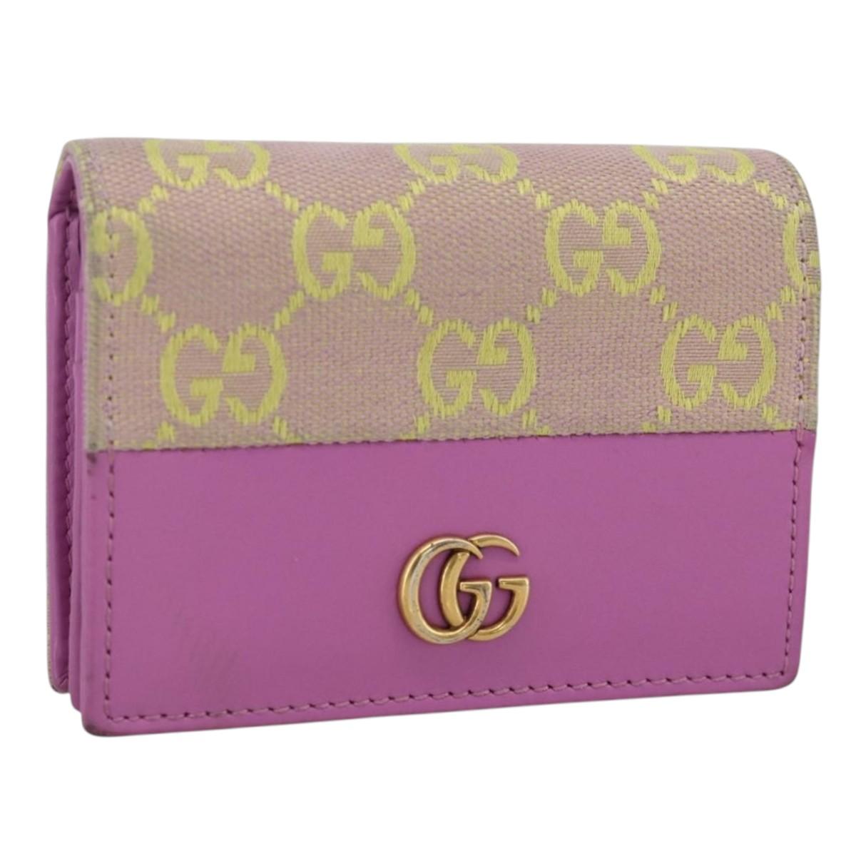 GUCCI GG Canvas Compact Wallet Purple 783118 Auth BSZ689A
