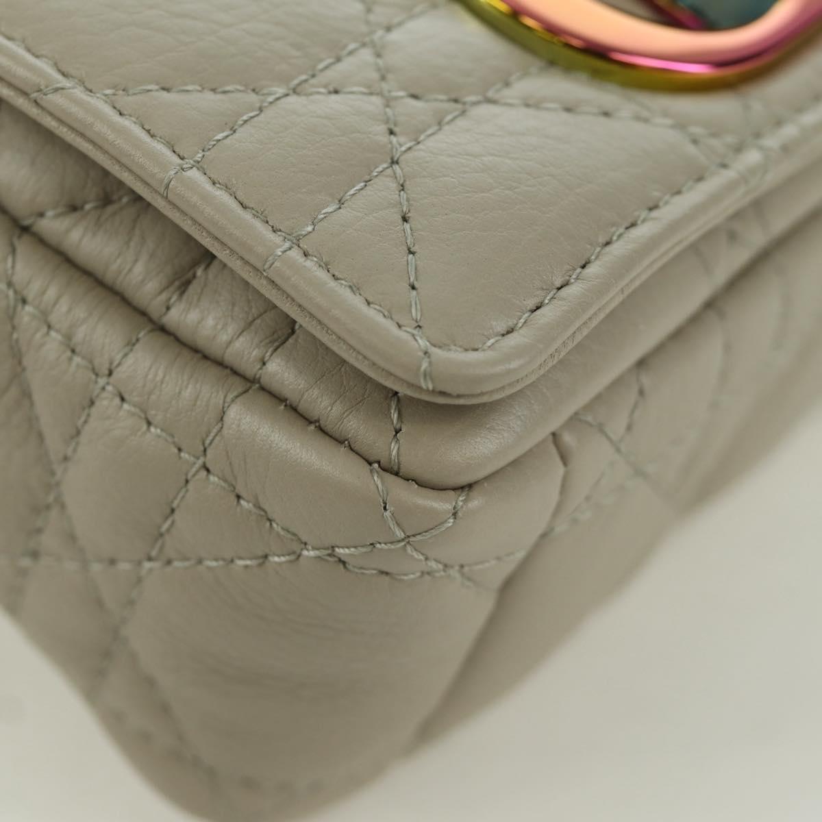 Christian Dior Canage Chain Dior Caro Bag Lamb Skin Ivory Gold Auth BSZ691SAM