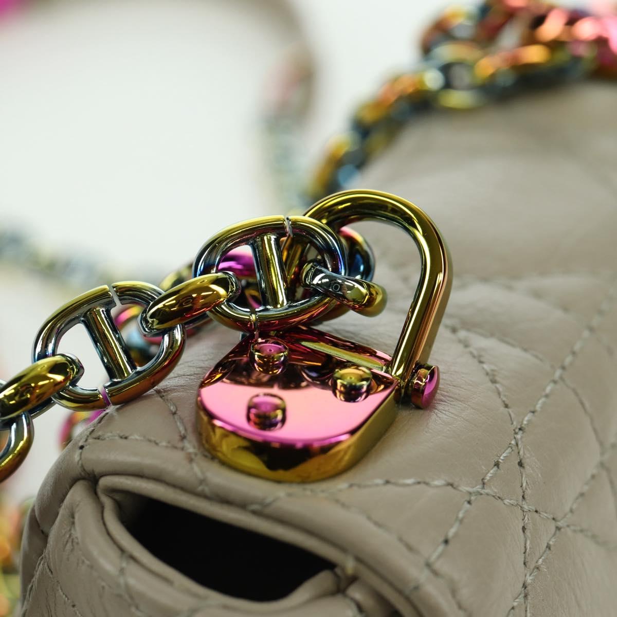 Christian Dior Canage Chain Dior Caro Bag Lamb Skin Ivory Gold Auth BSZ691SAM
