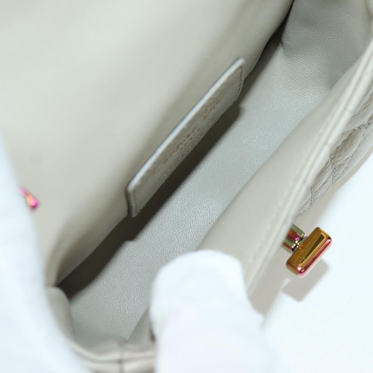 Christian Dior Canage Chain Dior Caro Bag Lamb Skin Ivory Gold Auth BSZ691SAM