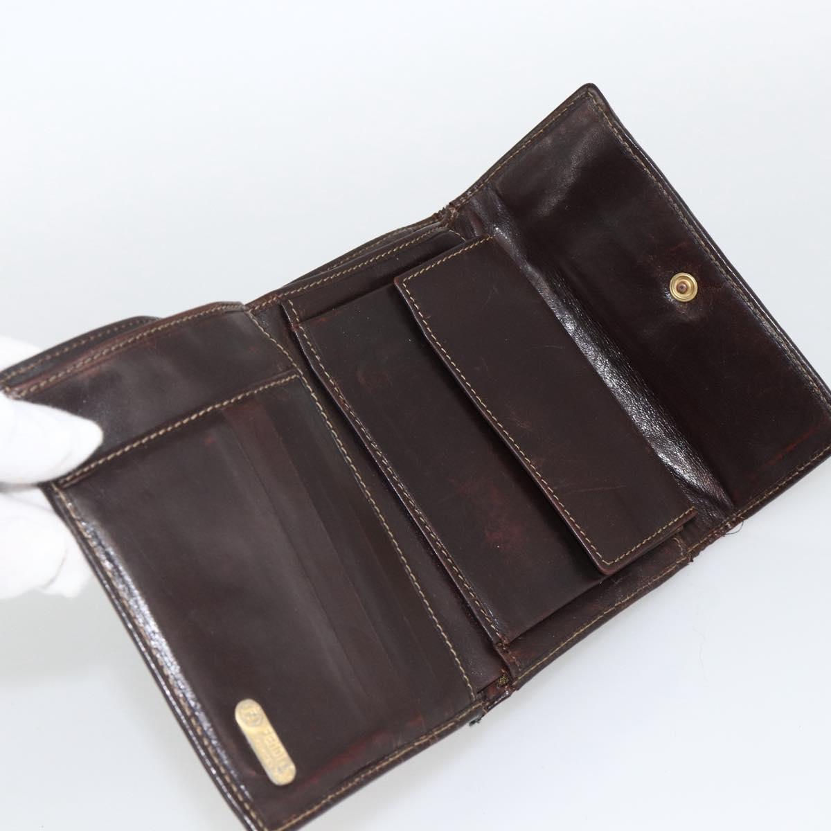 FENDI Zucca Canvas Wallet 2 Set Black Brown Auth BSZ697