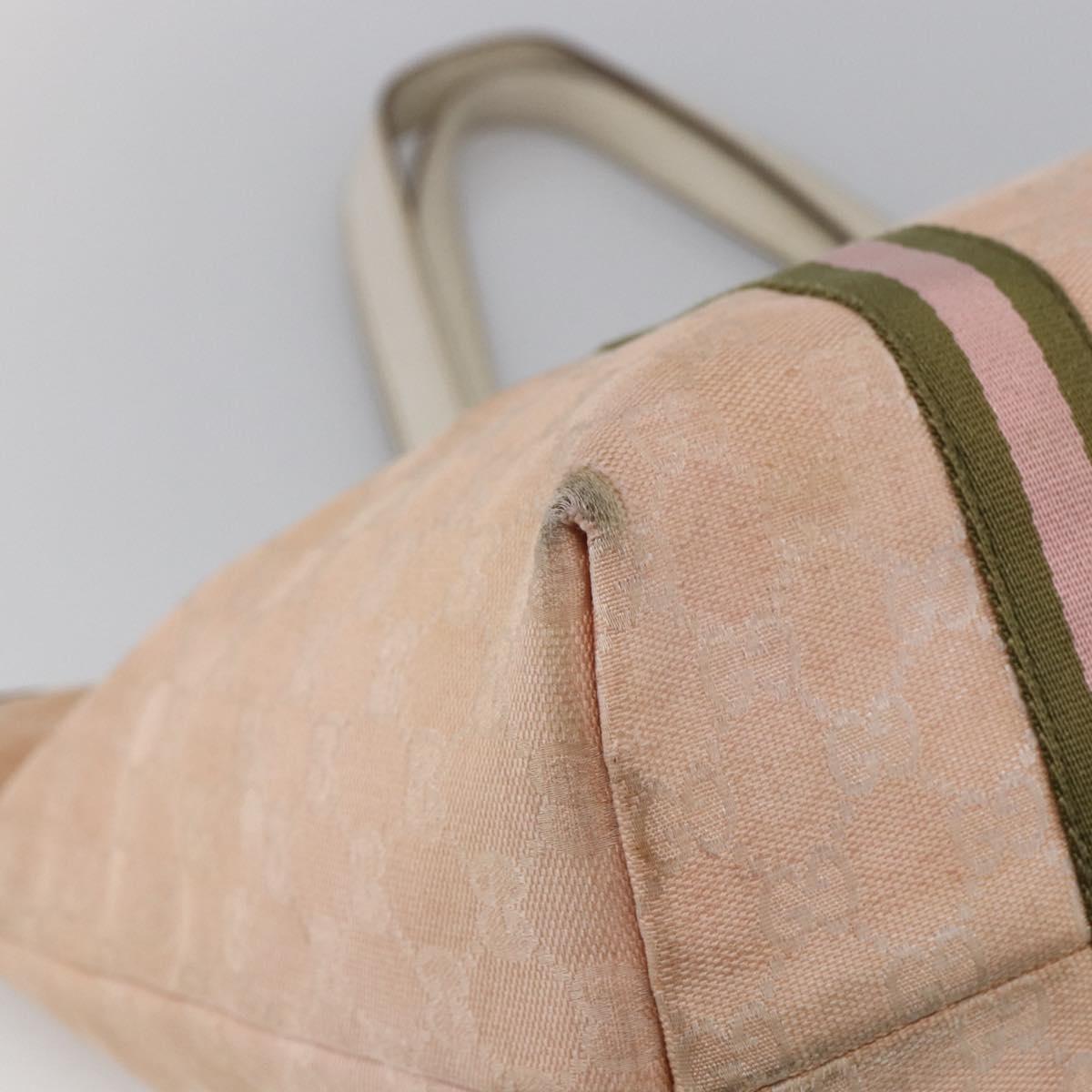 GUCCI GG Canvas Sherry Line Tote Bag Beige Gold pink 139260 Auth LNZ121