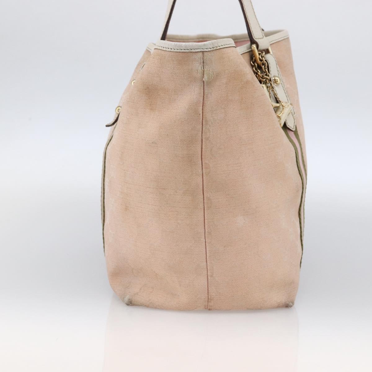 GUCCI GG Canvas Sherry Line Tote Bag Beige Gold pink 139260 Auth LNZ121
