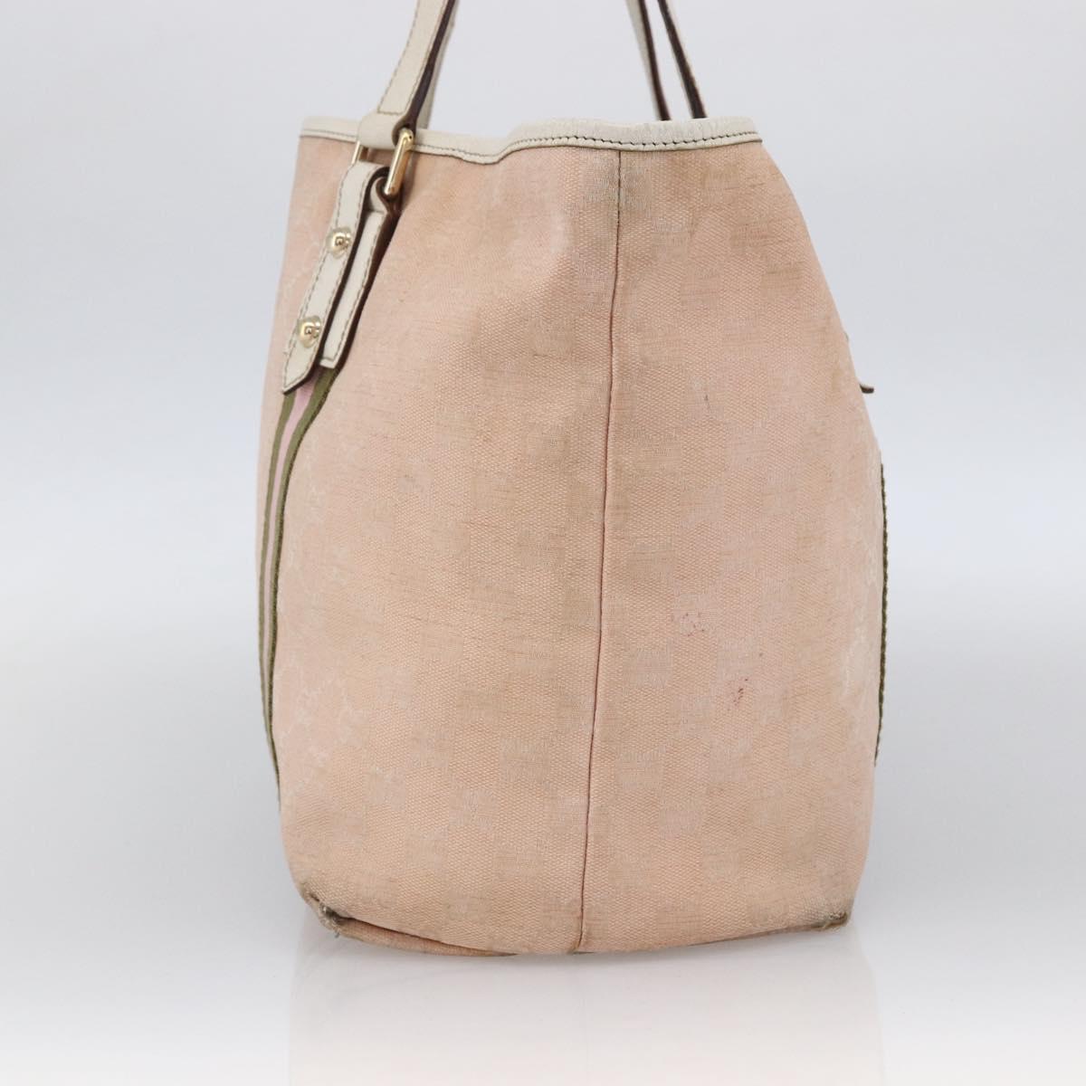 GUCCI GG Canvas Sherry Line Tote Bag Beige Gold pink 139260 Auth LNZ121