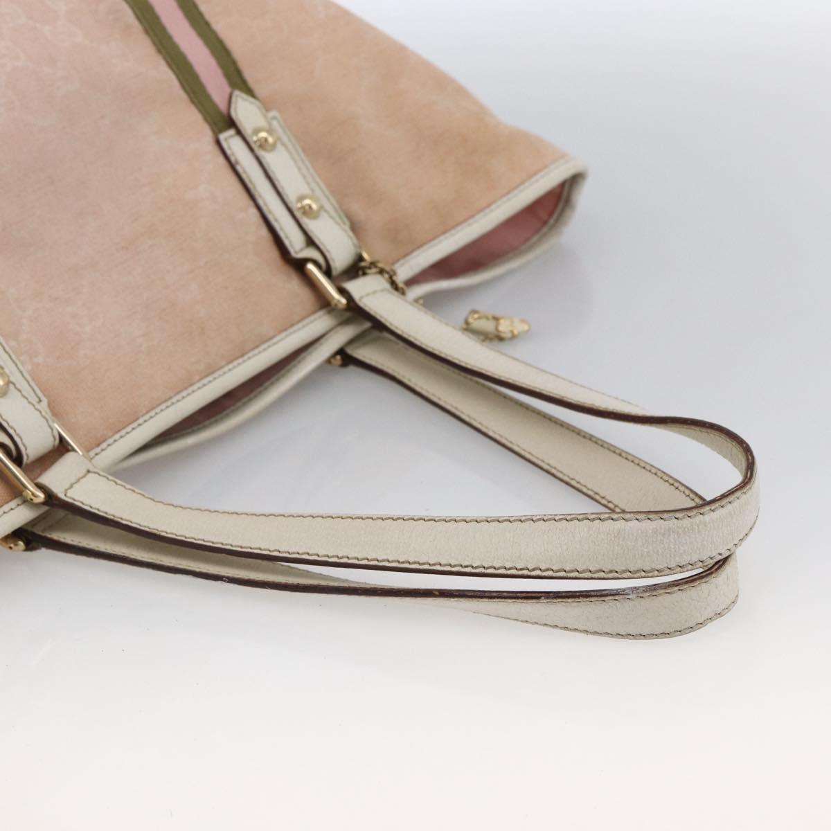 GUCCI GG Canvas Sherry Line Tote Bag Beige Gold pink 139260 Auth LNZ121