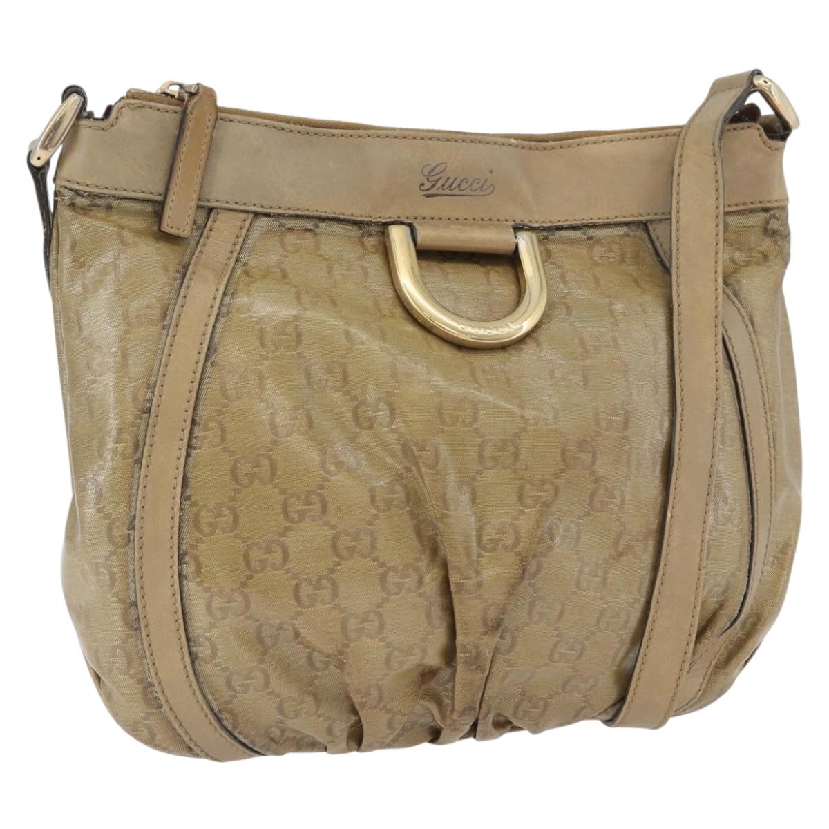 GUCCI GG Crystal Shoulder Bag Beige Gold 203257 Auth LNZ124
