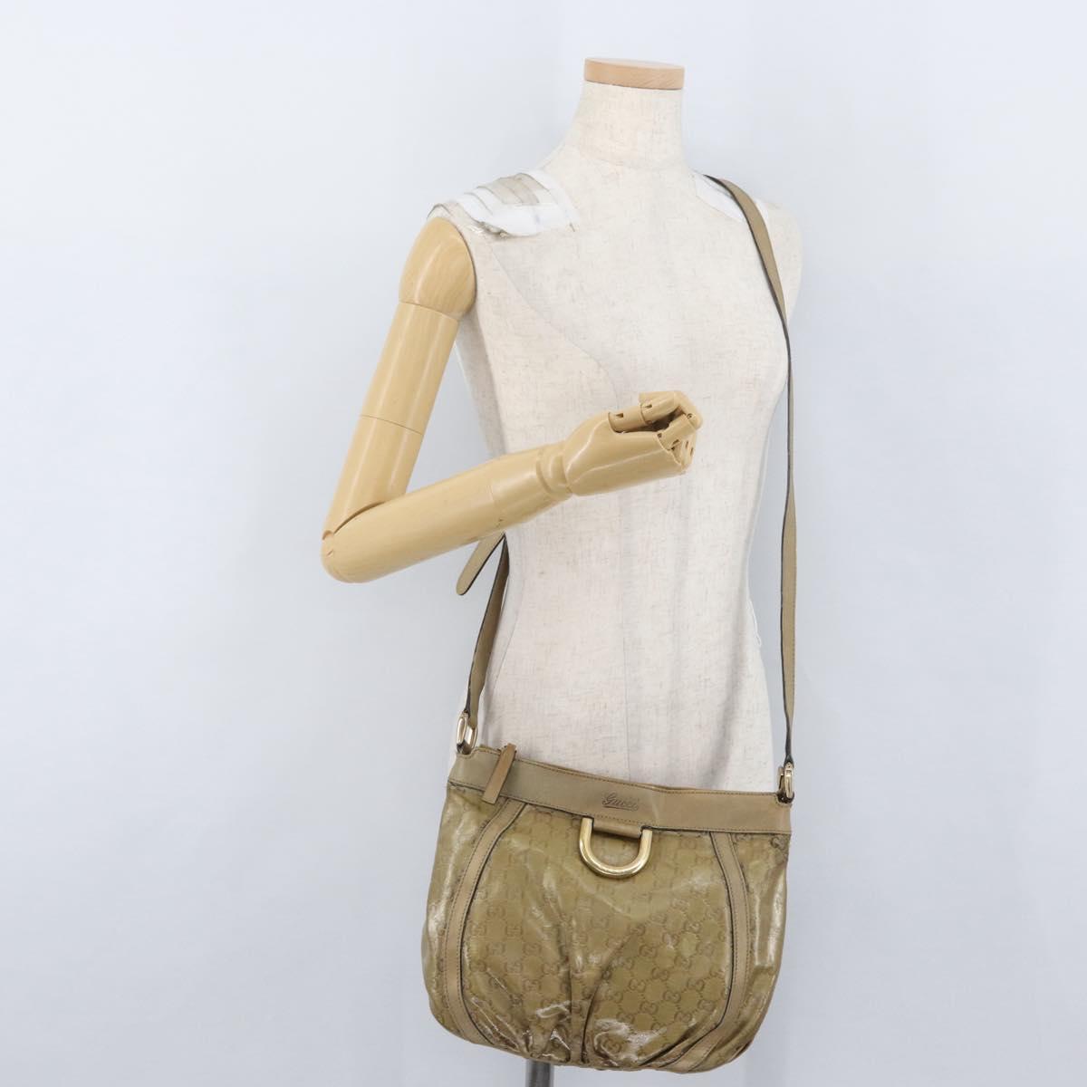 GUCCI GG Crystal Shoulder Bag Beige Gold 203257 Auth LNZ124