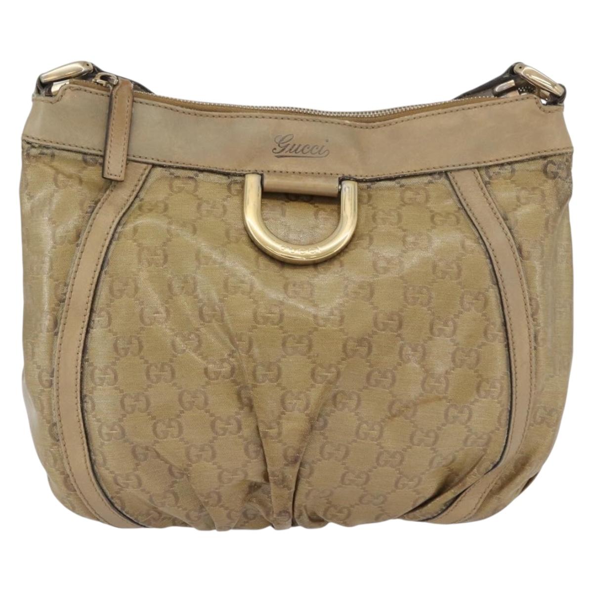 GUCCI GG Crystal Shoulder Bag Beige Gold 203257 Auth LNZ124