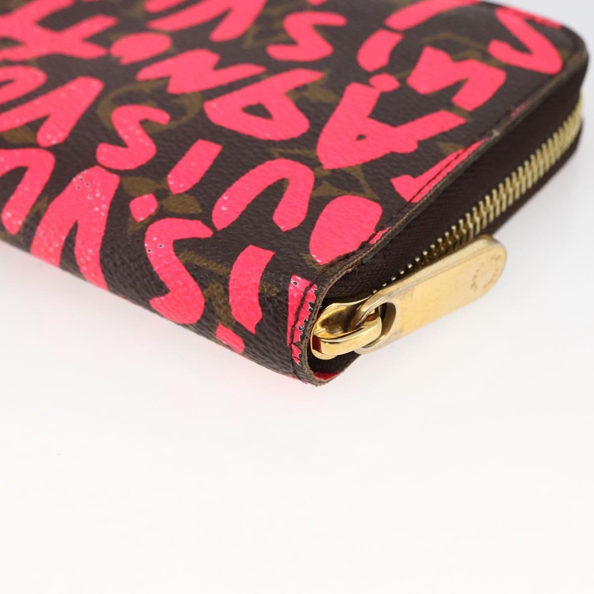 LOUIS VUITTON Monogram Graffiti Zippy Wallet Wallet Pink M93710 Auth LNZ129V