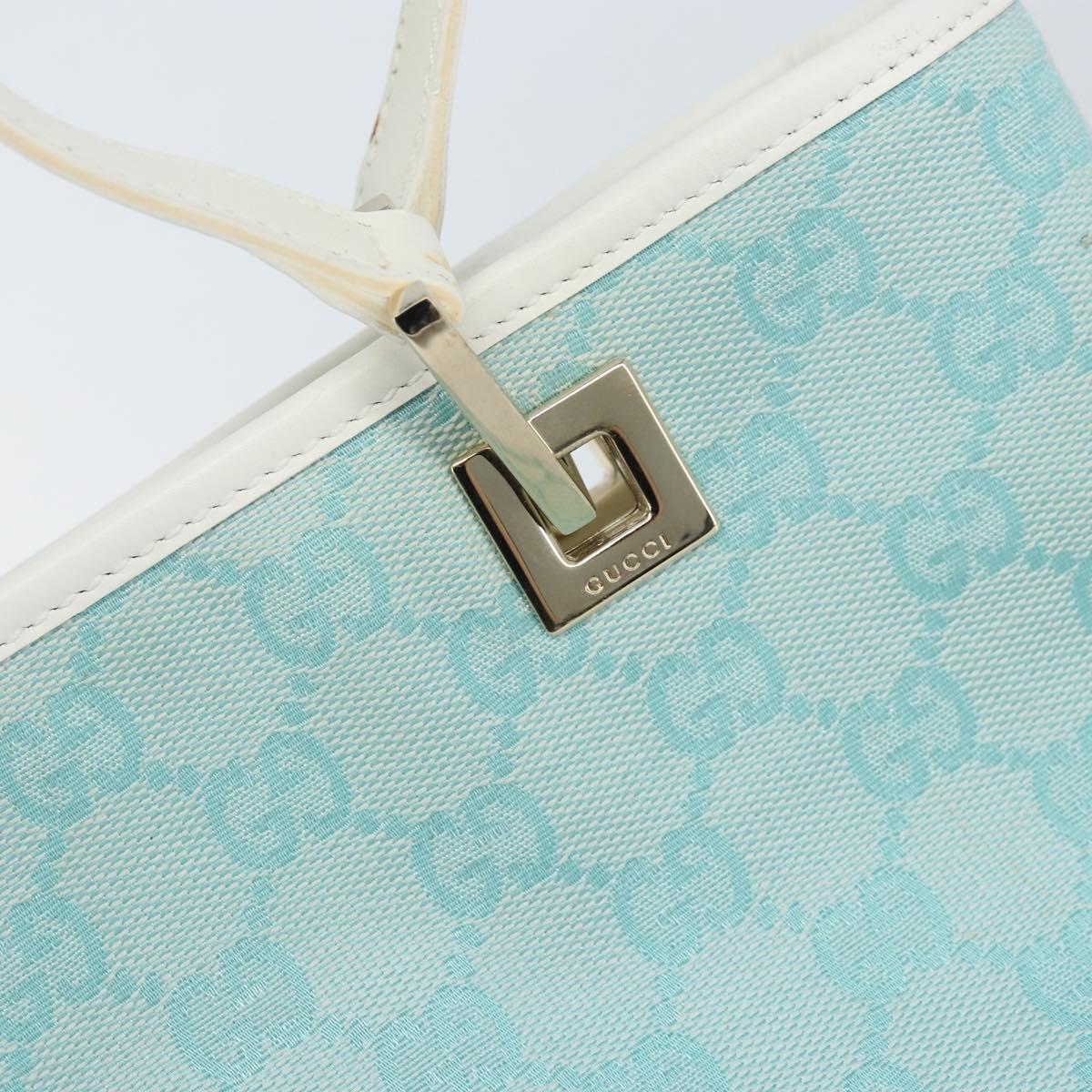GUCCI GG Canvas Tote Bag Gold Light Blue 002 1099 Auth LNZ138A