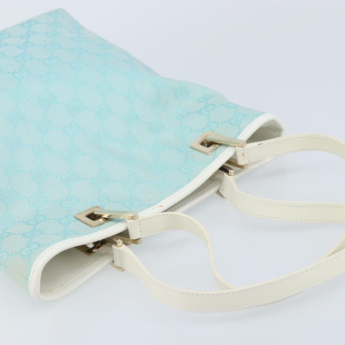 GUCCI GG Canvas Tote Bag Gold Light Blue 002 1099 Auth LNZ138A