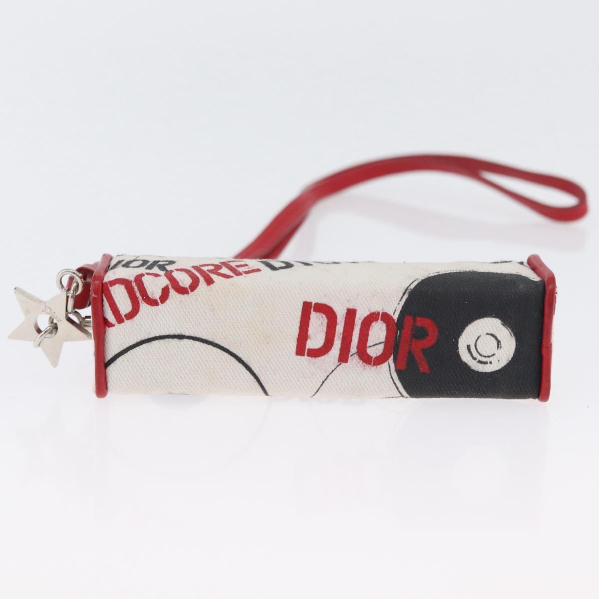 Christian Dior Hardcore Neck Pouch Canvas White Silver Auth LNZ139V