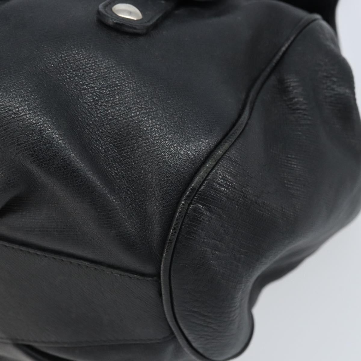 Salvatore Ferragamo Gancini Hand Bag Leather Black Silver Auth LNZ140