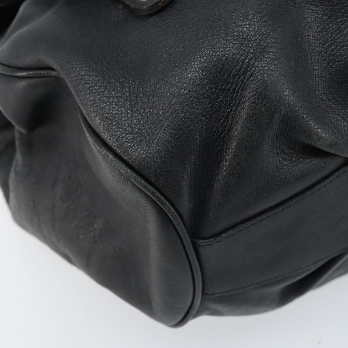 Salvatore Ferragamo Gancini Hand Bag Leather Black Silver Auth LNZ140