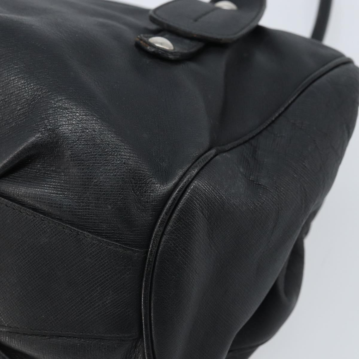 Salvatore Ferragamo Gancini Hand Bag Leather Black Silver Auth LNZ140