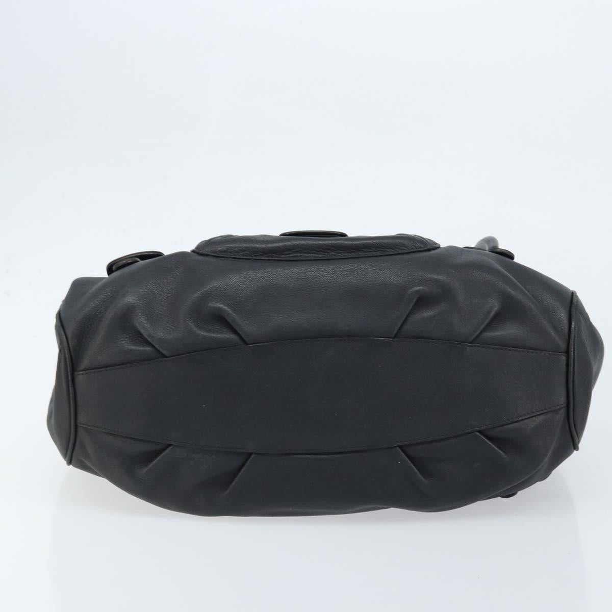 Salvatore Ferragamo Gancini Hand Bag Leather Black Silver Auth LNZ140