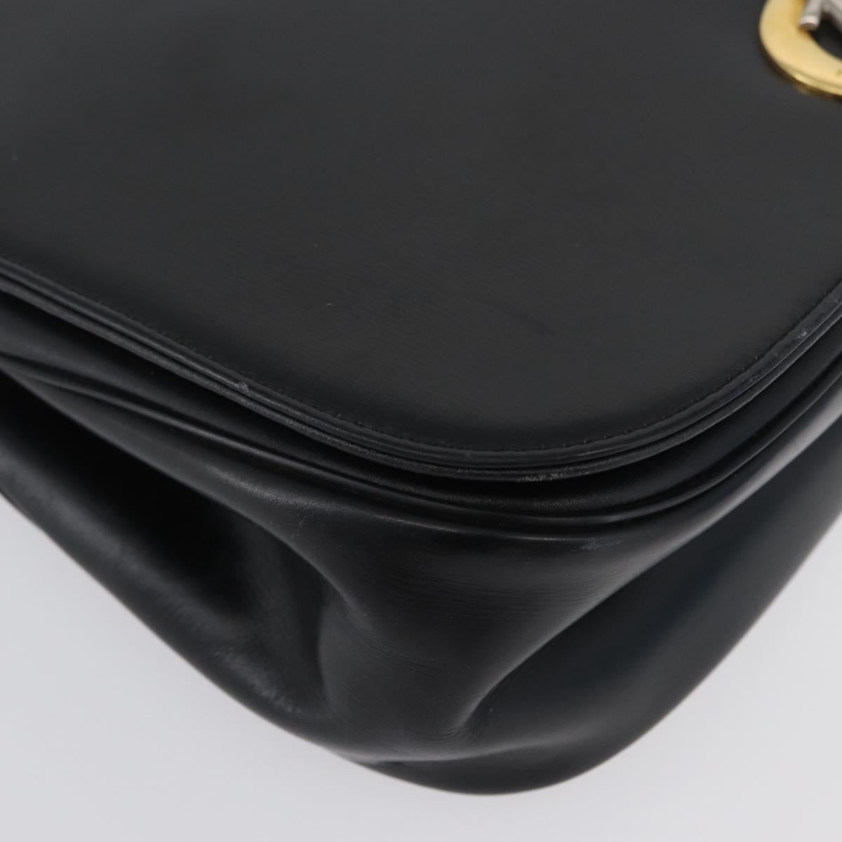 Christian Dior Shoulder Bag Calf Skin Black Gold Auth LNZ141