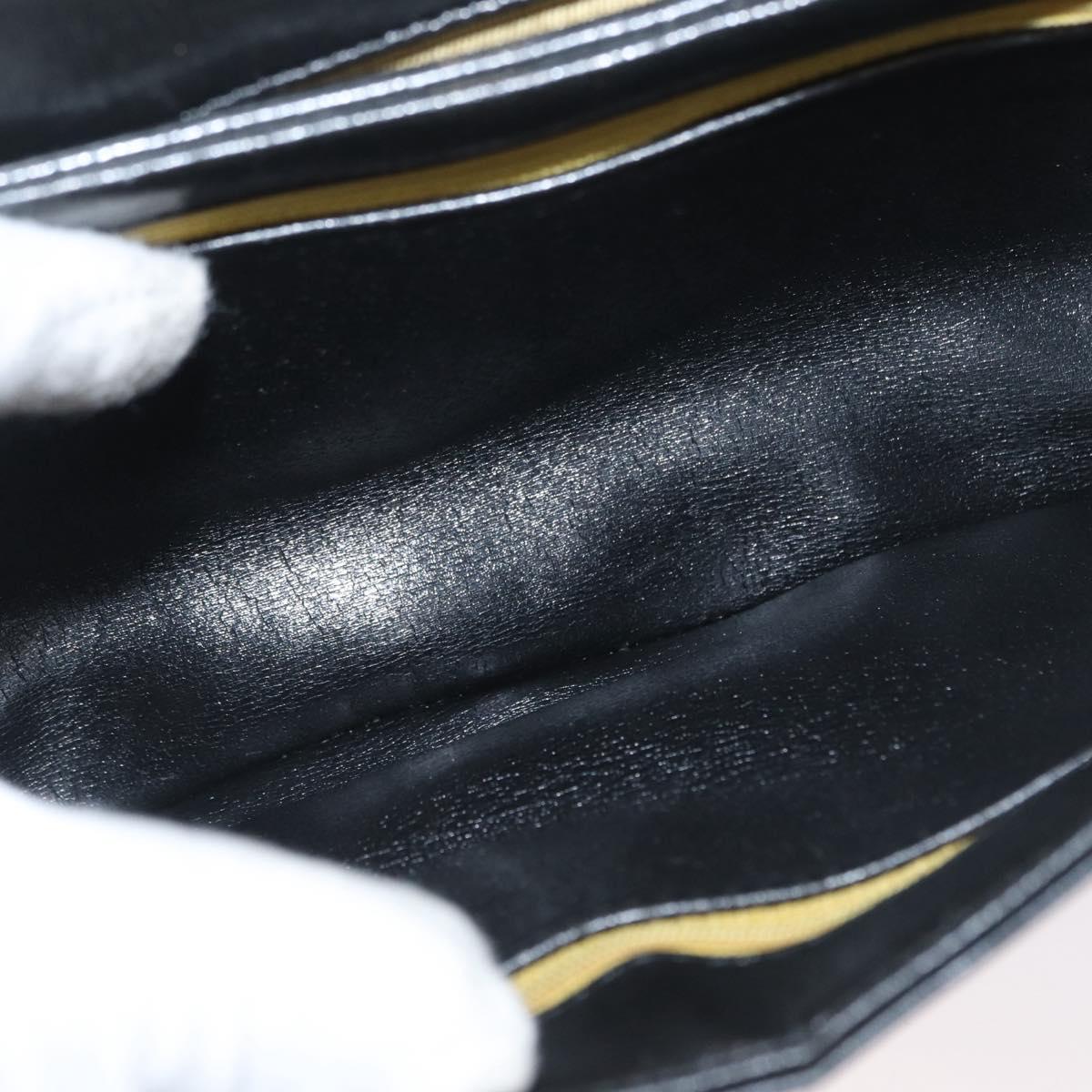 Christian Dior Shoulder Bag Calf Skin Black Gold Auth LNZ141