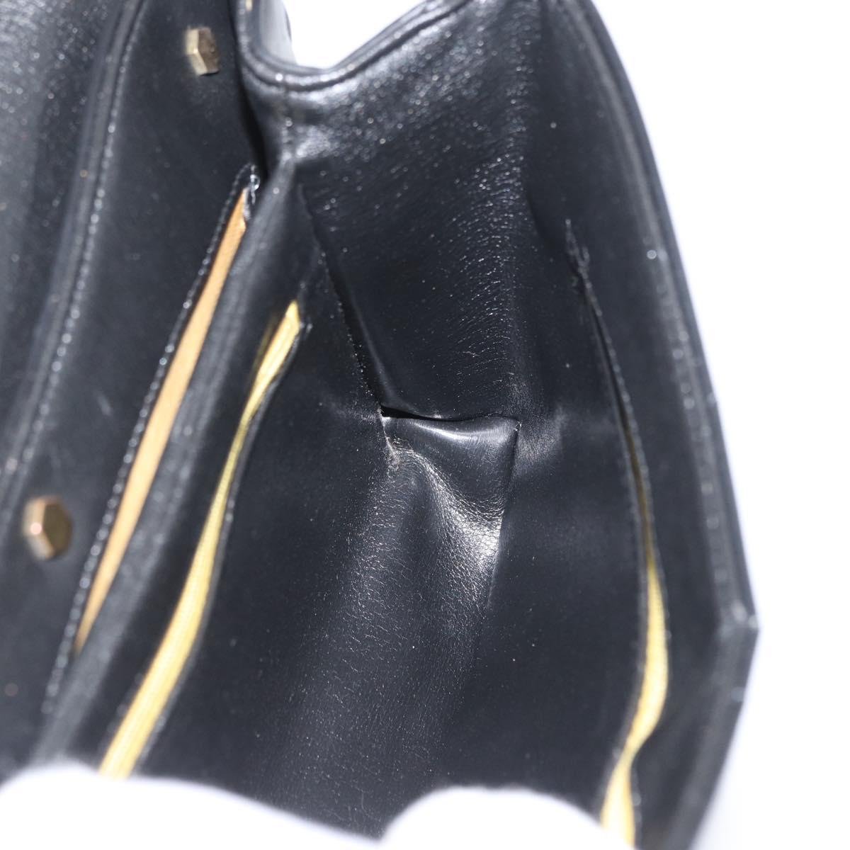Christian Dior Shoulder Bag Calf Skin Black Gold Auth LNZ141