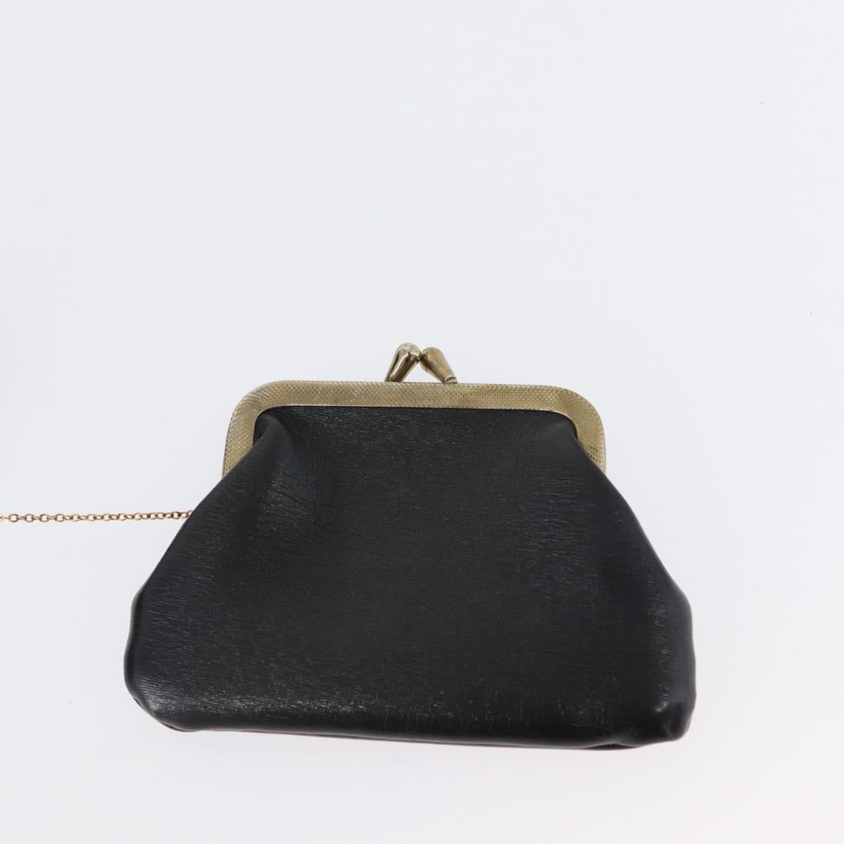 Christian Dior Shoulder Bag Calf Skin Black Gold Auth LNZ141