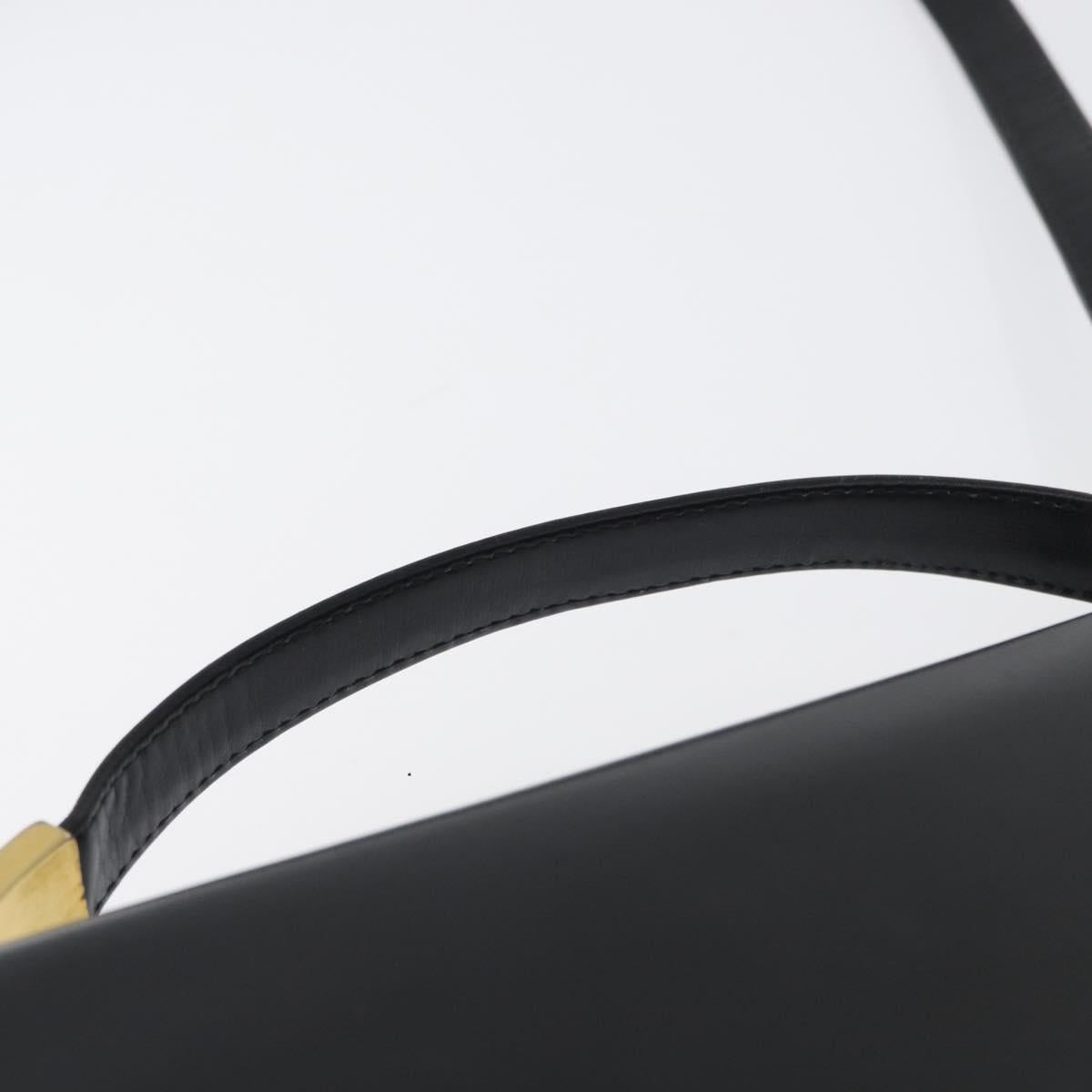 Christian Dior Shoulder Bag Calf Skin Black Gold Auth LNZ141