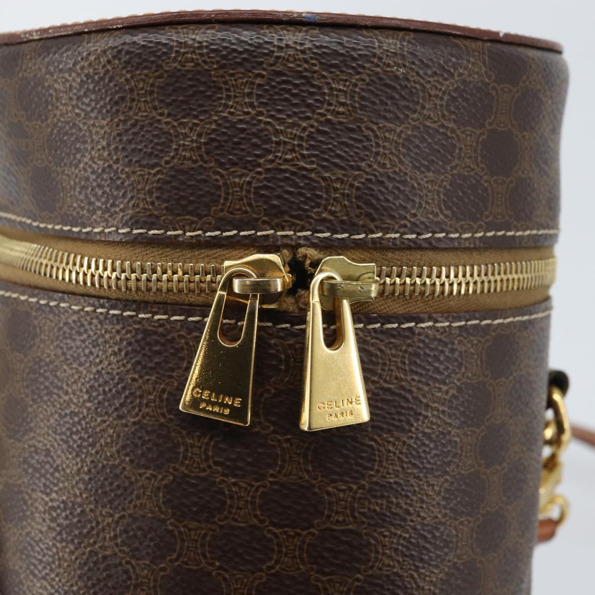 CELINE Macadam Canvas Shoulder Bag PVC Leather Brown Gold Auth LNZ142A