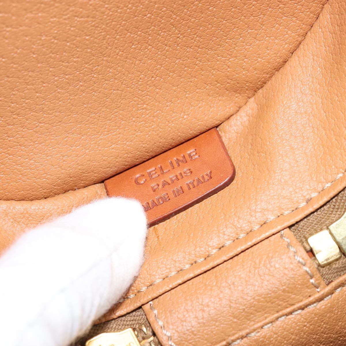 CELINE Macadam Canvas Shoulder Bag PVC Leather Brown Gold Auth LNZ142A