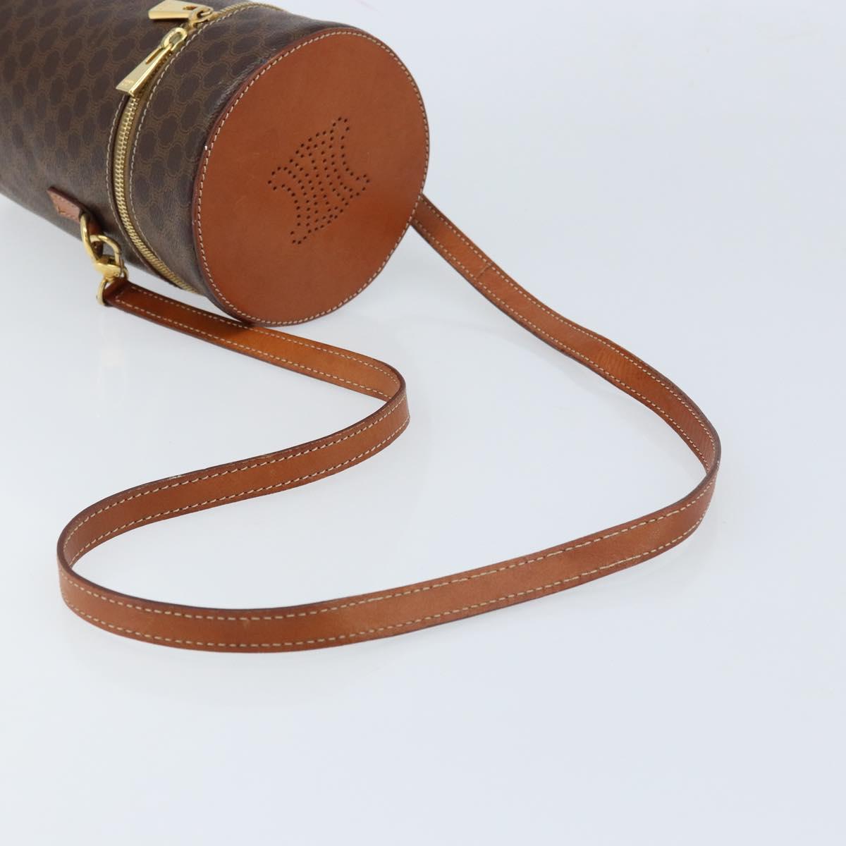CELINE Macadam Canvas Shoulder Bag PVC Leather Brown Gold Auth LNZ142A