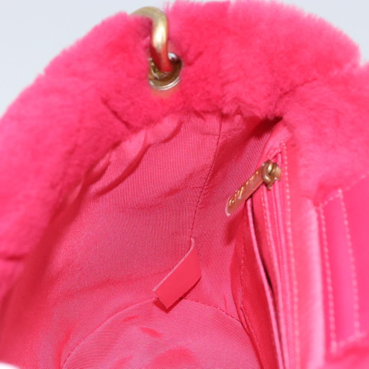 CHANEL Matelasse Chain Shoulder Bag fur Pink Gold CC Auth LNZ158SM
