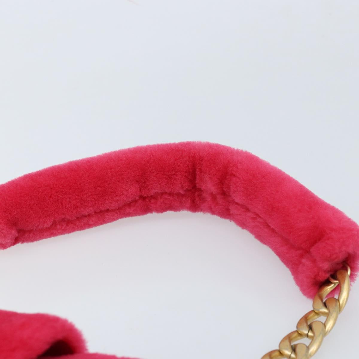 CHANEL Matelasse Chain Shoulder Bag fur Pink Gold CC Auth LNZ158SM