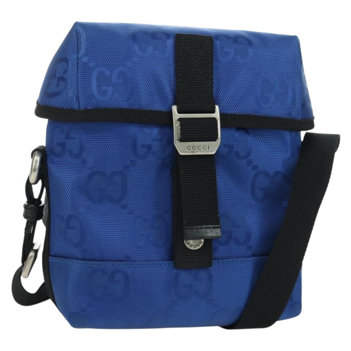 GUCCI GG Canvas Shoulder Bag Blue 643858 Auth LNZ169M