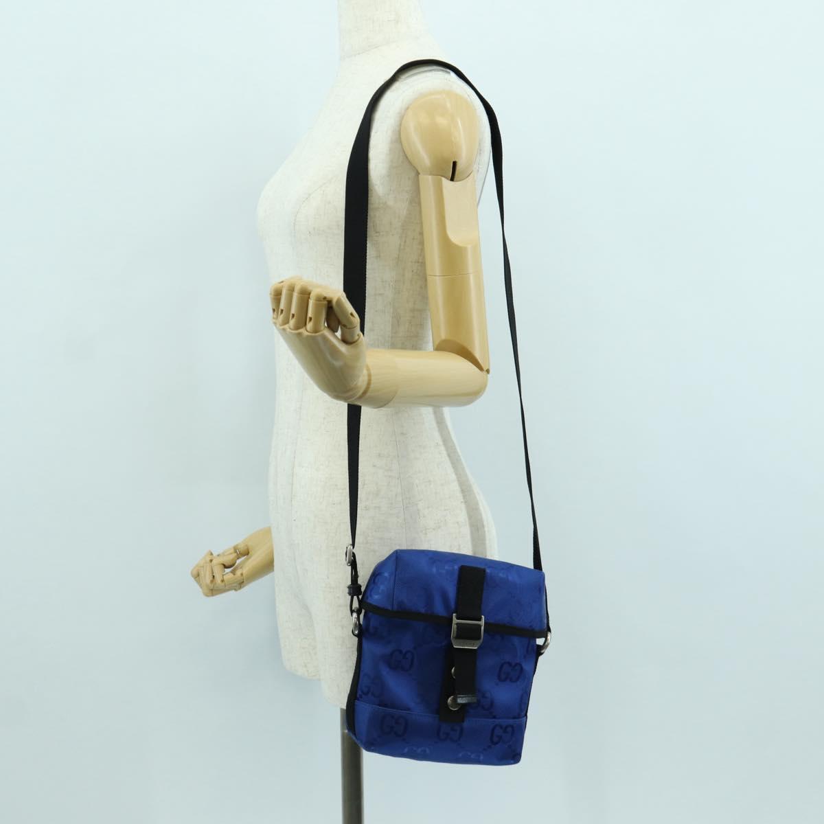 GUCCI GG Canvas Shoulder Bag Blue 643858 Auth LNZ169M