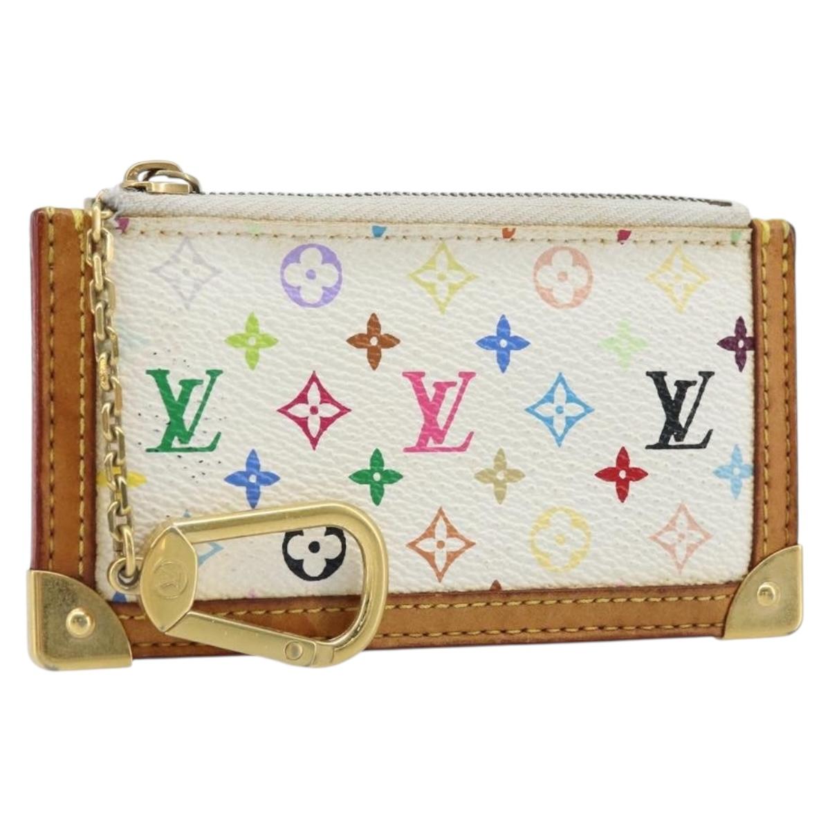 LOUIS VUITTON Monogram Multicolor Pochette Cles Purse White M92655 Auth LNZ175