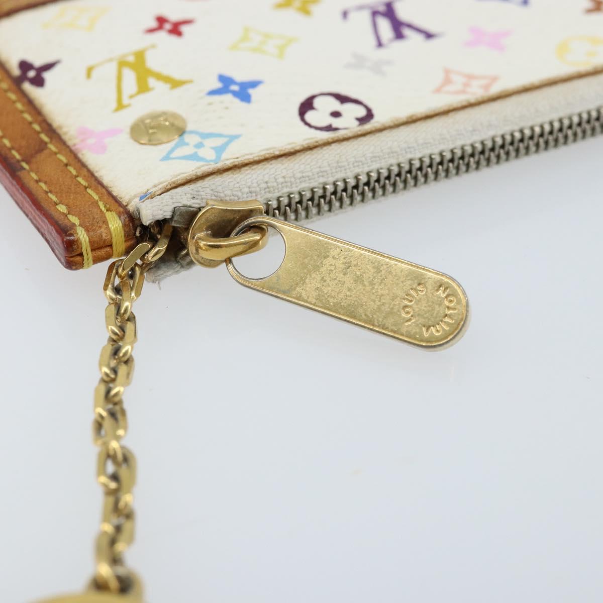 LOUIS VUITTON Monogram Multicolor Pochette Cles Purse White M92655 Auth LNZ175