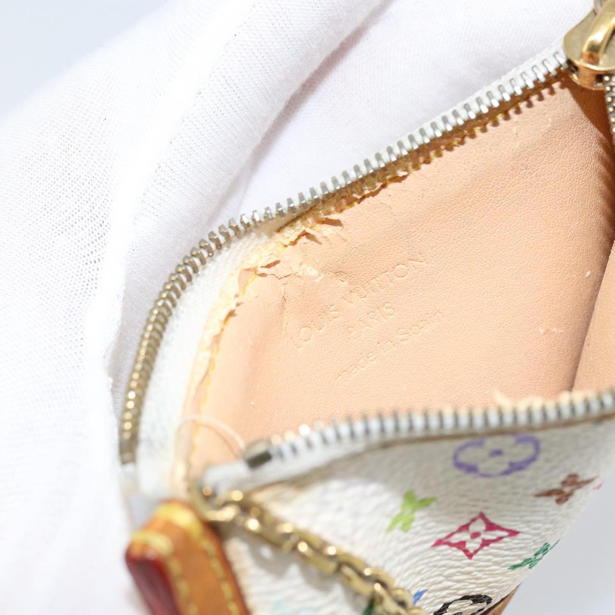 LOUIS VUITTON Monogram Multicolor Pochette Cles Purse White M92655 Auth LNZ175