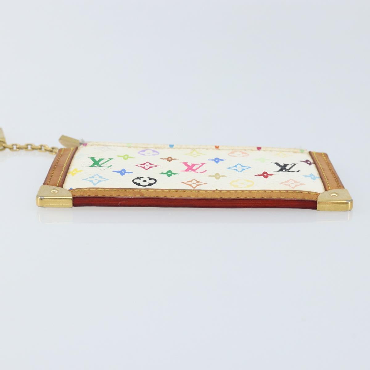 LOUIS VUITTON Monogram Multicolor Pochette Cles Purse White M92655 Auth LNZ175
