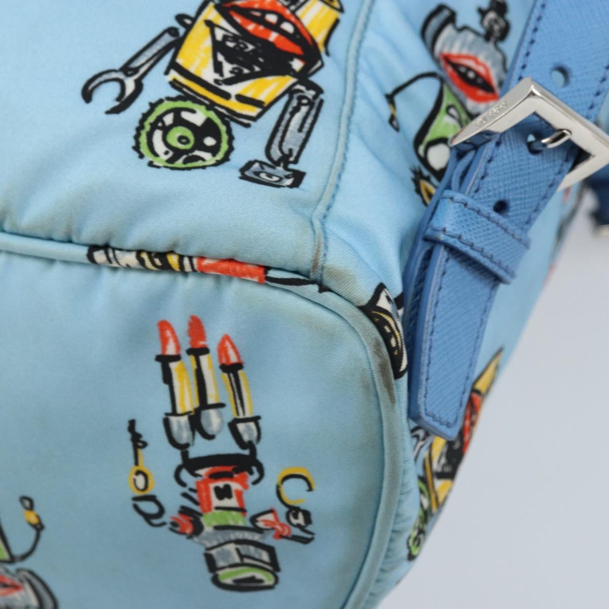 PRADA Backpack Nylon Light Blue Silver Auth LNZ196A