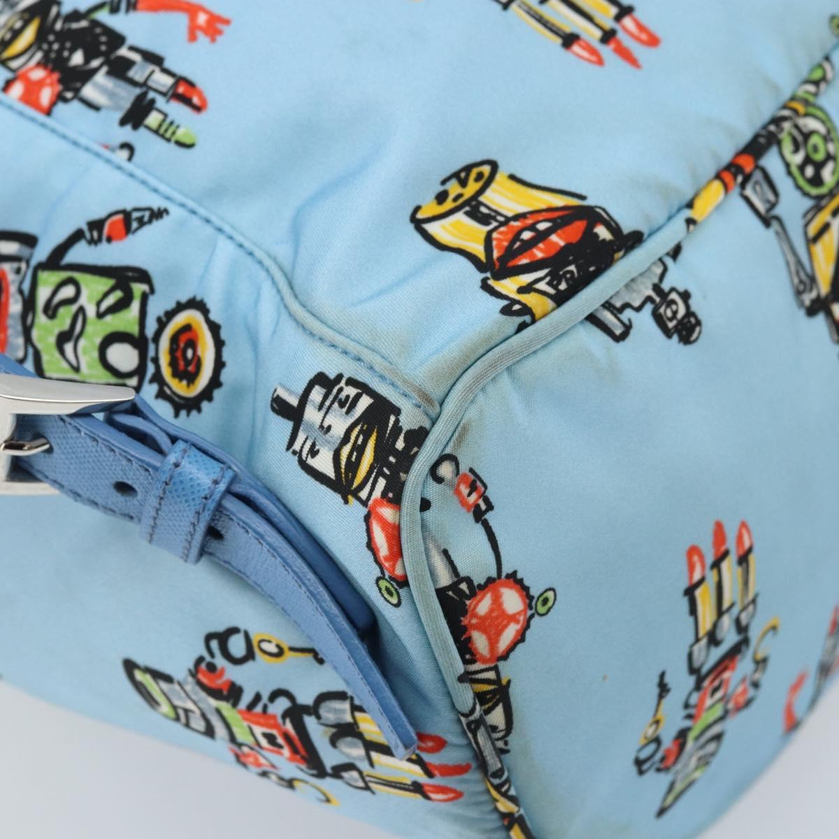 PRADA Backpack Nylon Light Blue Silver Auth LNZ196A