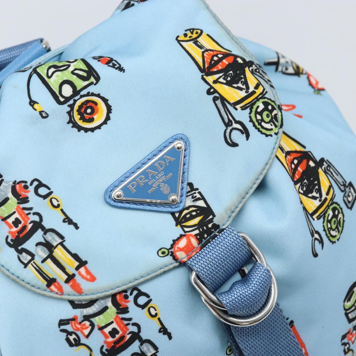 PRADA Backpack Nylon Light Blue Silver Auth LNZ196A