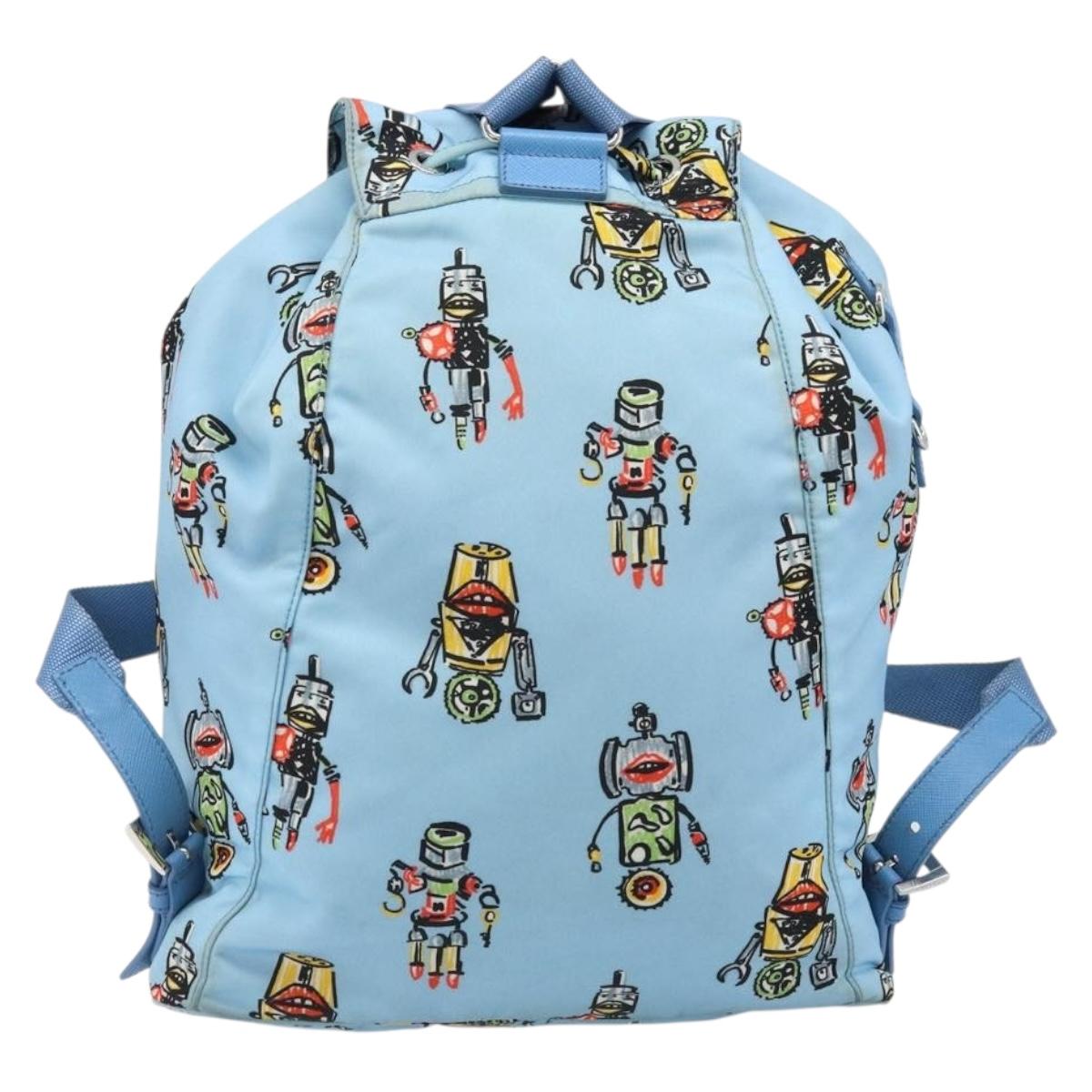 PRADA Backpack Nylon Light Blue Silver Auth LNZ196A