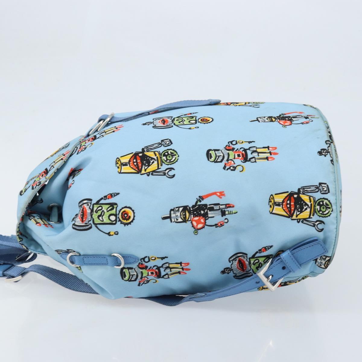 PRADA Backpack Nylon Light Blue Silver Auth LNZ196A