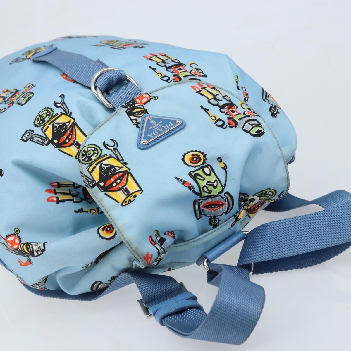 PRADA Backpack Nylon Light Blue Silver Auth LNZ196A