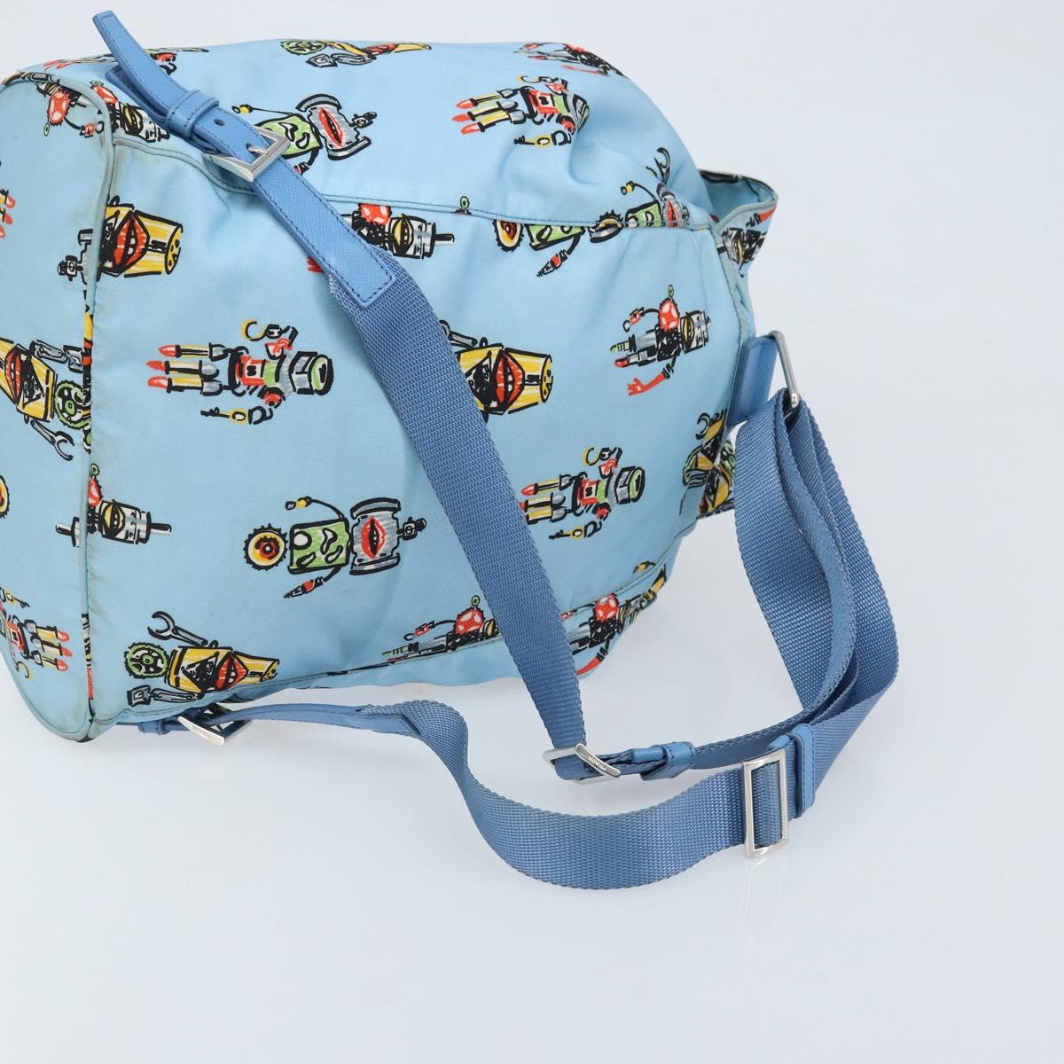 PRADA Backpack Nylon Light Blue Silver Auth LNZ196A