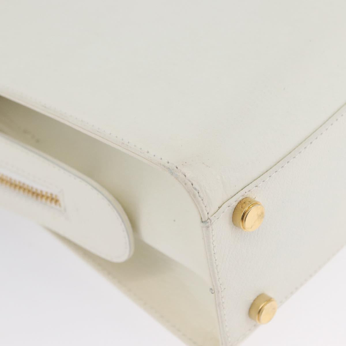 Salvatore Ferragamo Gancini Hand Bag Leather 2way White Gold Auth LNZ206