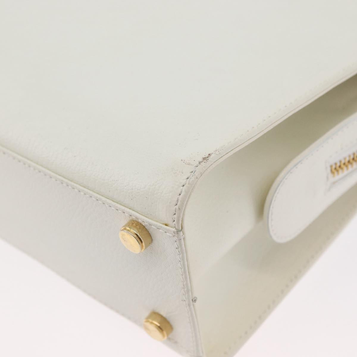 Salvatore Ferragamo Gancini Hand Bag Leather 2way White Gold Auth LNZ206