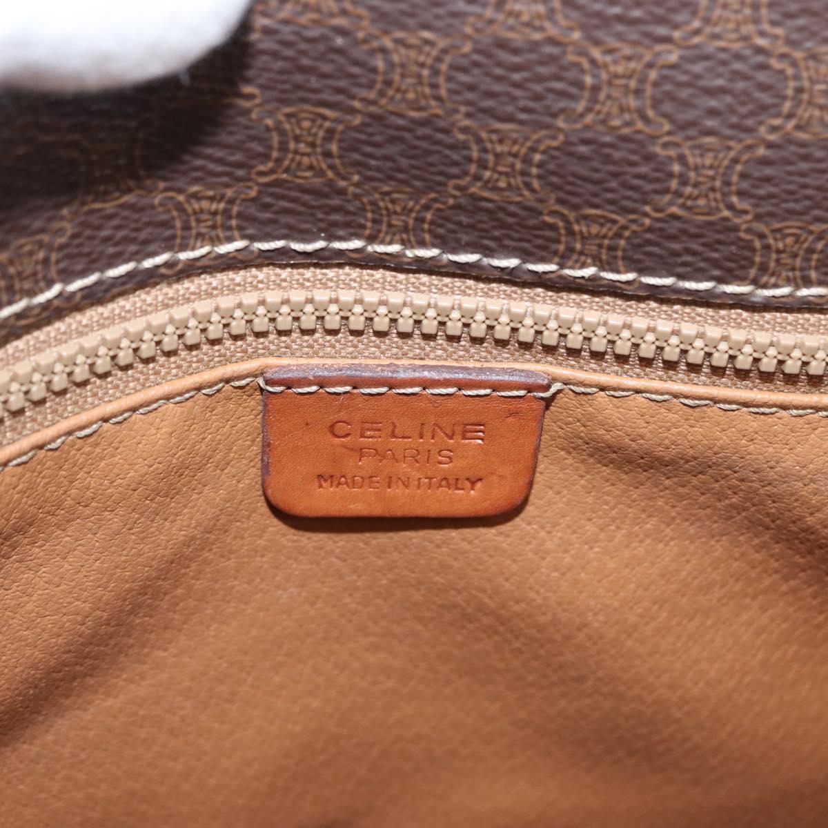 CELINE Macadam Canvas Shoulder Bag PVC Leather Brown Gold Auth LNZ209