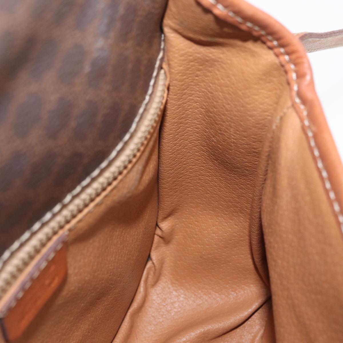 CELINE Macadam Canvas Shoulder Bag PVC Leather Brown Gold Auth LNZ209